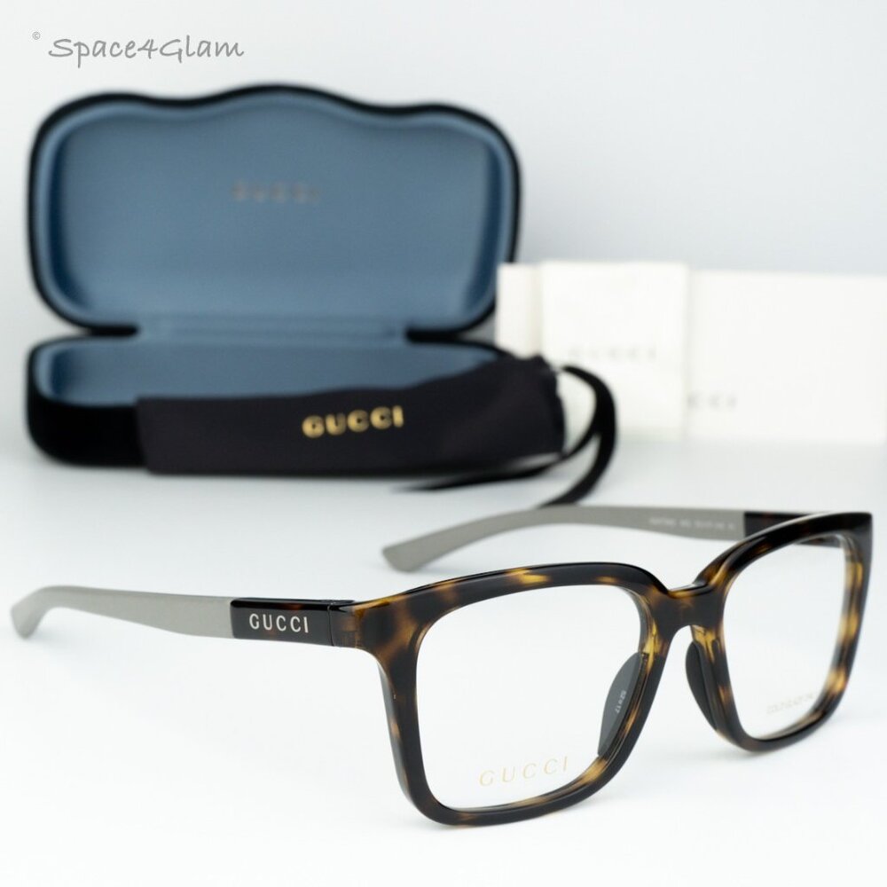 BRAND NEW Gucci GG1738O 002 Havana Grey Demo Unisex Square Eyeglasses GG 1738O - Picture 3 of 7